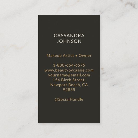 Tarot Kaart make-up haar stylist estheticus zwart Visitekaartje (Achterkant)