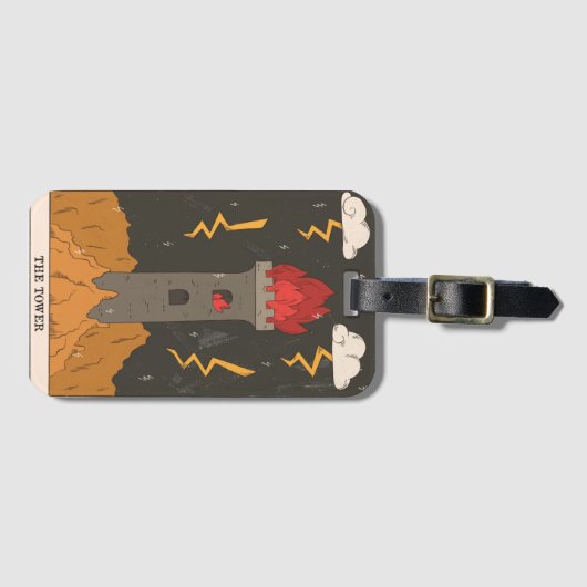 Tarot kaart moderne grote Arcana toren, esoterica Bagagelabel (Voorkant (horizontaal))