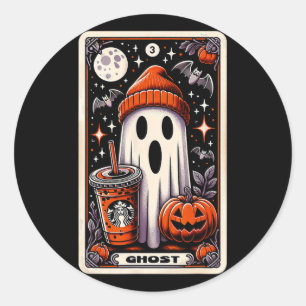 Tarot Kaart Schattige Ghost Spooky Seizoen Jack O Ronde Sticker