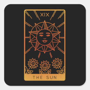 Tarot Kaart Shirten voor vrouwen occult de zon tar Vierkante Sticker