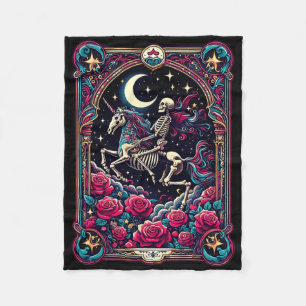 Tarot Kaart Skelet Kleurrijke Bloemen Eenhoorn Hal Fleece Deken