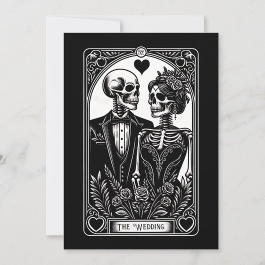 Tarot Kaart Skeleton Paar De Huwelijksuitnodiging (Voorkant)