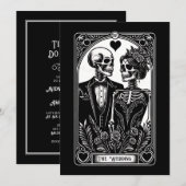 Tarot Kaart Skeleton Paar De Huwelijksuitnodiging (Voorkant / Achterkant)