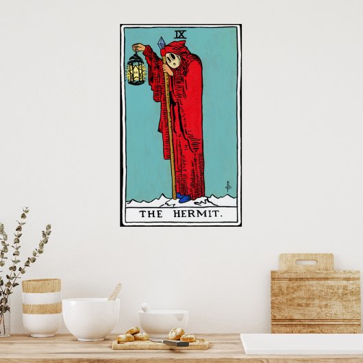 Tarot Kaart The Hermit Poster (Keuken)