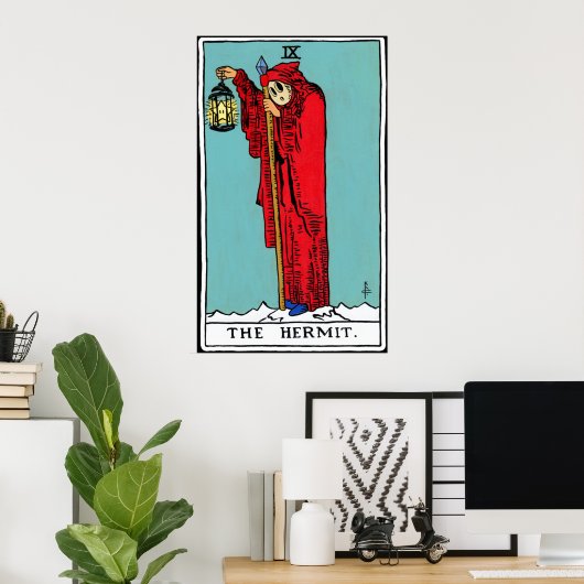 Tarot Kaart The Hermit Poster (Thuiskantoor)