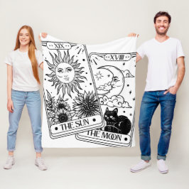 Tarot-kaarten zon en maan fleece deken