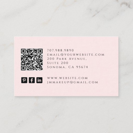 Tarot Make-up Artist Skeleton Blush Pink Visitekaartje (Achterkant)