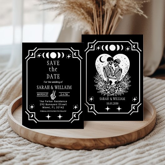 tarot noir Goth enregistrer la date invitation de 