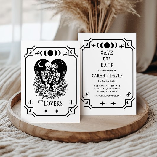 tarot noir Goth enregistrer la date invitation de 
