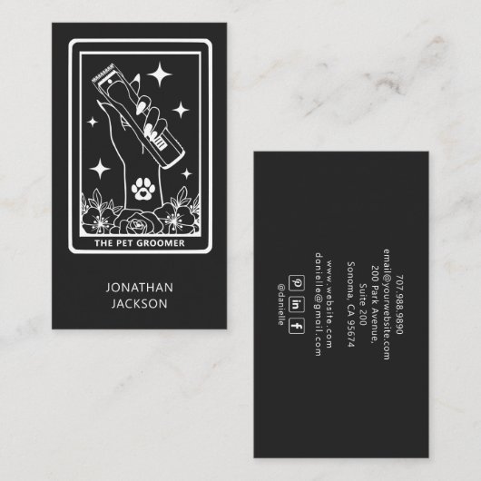 Tarot Pet Groomer Visitekaartje (Voorkant / Achterkant)