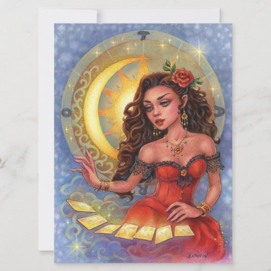 Tarot Reader Zodiac Gypsy Girl Imaginaire carte d' (Devant)