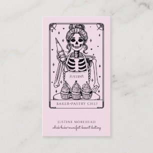Tarot Skelet Bakker Gardeer Cupcake Roze Visitekaartje