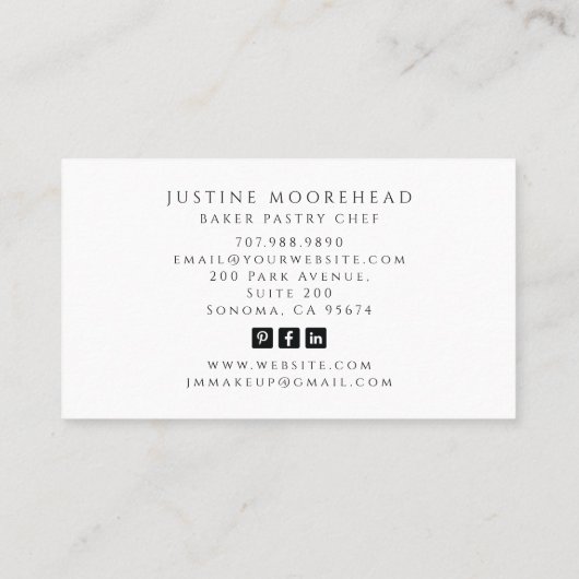 Tarot Skeleton Baker Whisk Cupcake Carte de visite (Dos)