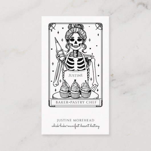 Tarot Skeleton Baker Whisk Cupcake Carte de visite (Devant)