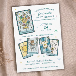 Tarot Wheel of Fortune Gender Reveal Baby Shower Kaart