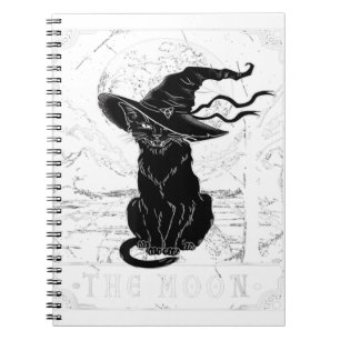 Tarotcard Crescent Moon and Black Cat Witch Pet H Notitieboek