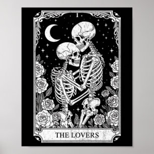 Tarotkaart De Geliefden Skelet Goth Halloween Heks Poster