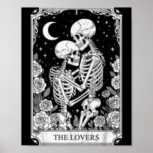 Tarotkaart De Geliefden Skelet Goth Halloween Poster