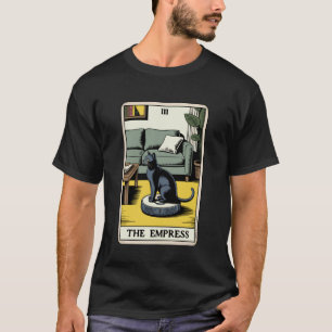 Tarotkaart De Keizerin Kat Op Robotstofzuiger T-shirt
