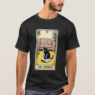 Tarotkaart De Keizerin Kat Op Robotstofzuiger T-shirt