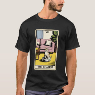 Tarotkaart De Strijdwagen Kat Robot Stofzuiger Fu T-shirt