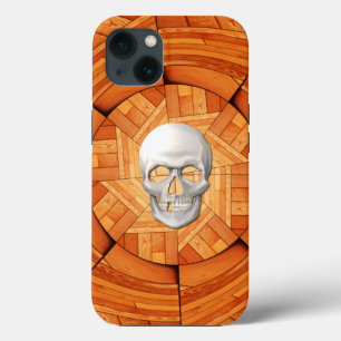 Tarotkaart van de Dood - Hout met 3D schedel inleg iPhone 13 Hoesje