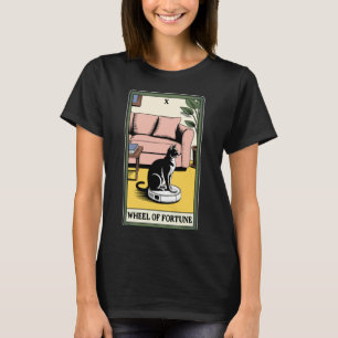 Tarotkaart Wiel van het Lot Kat Op Robot Stofzuige T-shirt