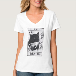 Tarotkaart Zwarte Kat T-shirt – Tarot Dood Tee, He