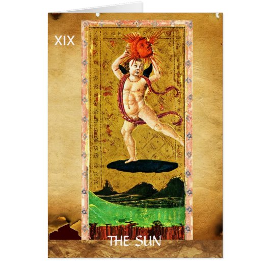 TAROTS DE RENAISSANCE ANTIQUE 19 / LE SOLEIL (Devant)