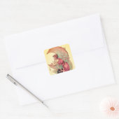 TAROTS / LADY OF MOON MET BLOEMEN ROZE GEEL VIERKANTE STICKER (Envelop)
