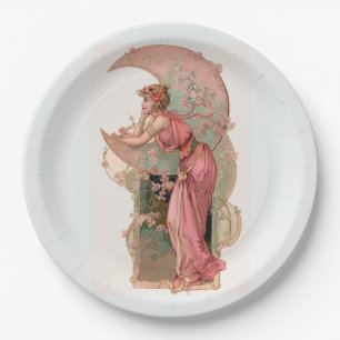 TAROTS/ MAANVROUW, BLOEMEN IN ROZE PAPIER P PAPIEREN BORDJE