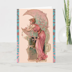 TAROTS /MAANVROUW, BLOEMEN, ROZE ROZEN, BLAUWE DAM KAART
