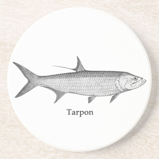 Tarpon Logo (lijnkunst) Zandsteen Onderzetter (Voorkant)