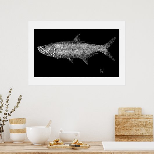 Tarpon Scratch art Poster (Keuken)