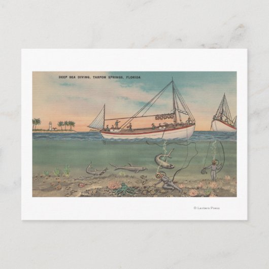 Tarpon Springs, FL - Uitzicht van Zee van Boat en Briefkaart (Voorkant)
