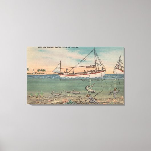 Tarpon Springs, FL - Uitzicht van Zee van Boat en  Canvas Afdruk (Voorkant)