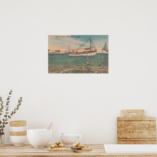 Tarpon Springs, FL - Uitzicht van Zee van Boat en Poster (Keuken)
