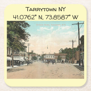 Tarrytown NY-kaartcoördinaten stijl Vierkante Kartonnen Onderzetter