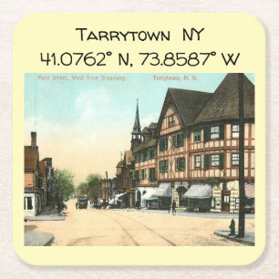 Tarrytown NY-kaartcoördinaten  stijl Vierkante Kartonnen Onderzetter
