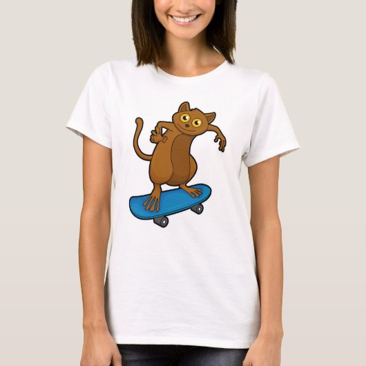 Tarsier als Skater met Skateboard T-shirt (Voorkant)