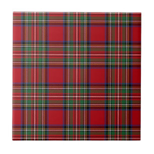 Tartan à Carreaux Rustique Rouge Vert Script