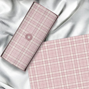 Tartan - Baby Roze met Cement Wit en Donkerroze Tissuepapier