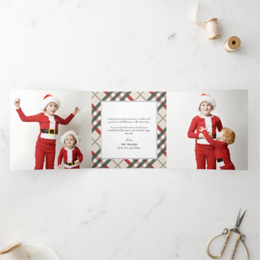 Tartan beige classique Plaid de Noël Tri-Fold Holi (Intérieur)