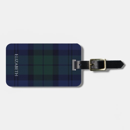 Tartan Blauw Groen Bagagelabel (Voorkant horizontaal)