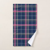 Tartan bleu marine Plaid avec beige blanc rose (Serviette à main)