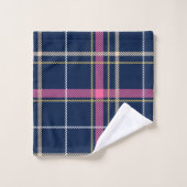 Tartan bleu marine Plaid avec beige blanc rose (Gant de toilette)