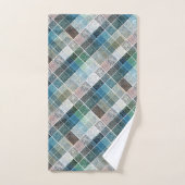 Tartan bleu texturé. (Serviette à main)