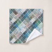 Tartan bleu texturé. (Gant de toilette)