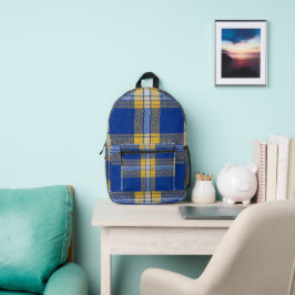 Tartan Blue and Yellow Backpack Bedrukte Rugzak