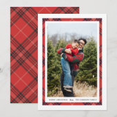 Tartan Bordure Carte photo Portrait (Devant / Derrière)